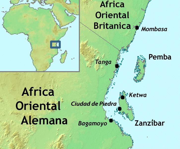 Poloha ostrovů Pemba a Zanzibar