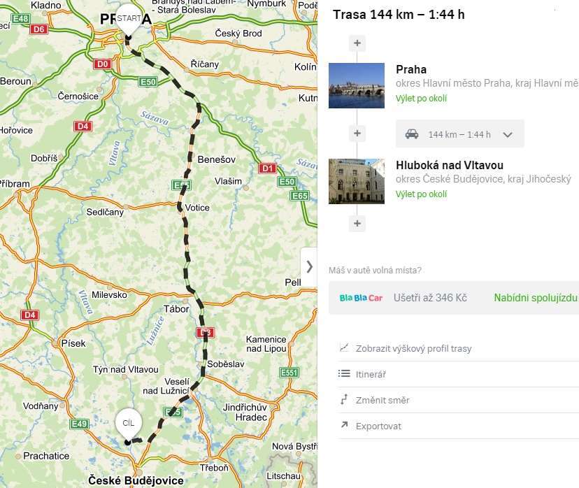 Doprava na zámek Hluboká