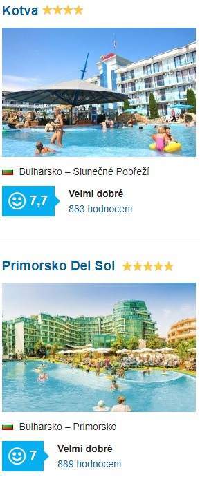 Nejlepší hotely v Bulharsku srovnání