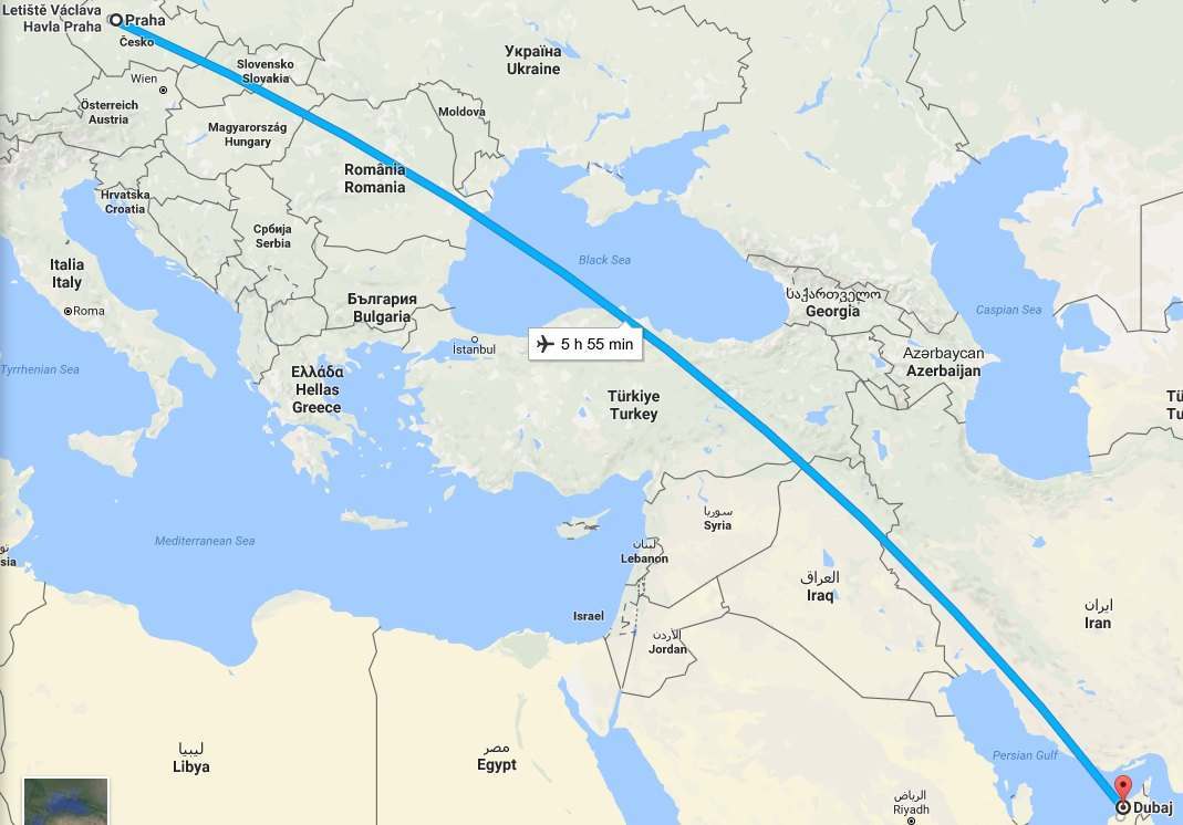 Jak dlouho trvá cesta z Prahy do Dubaje?
