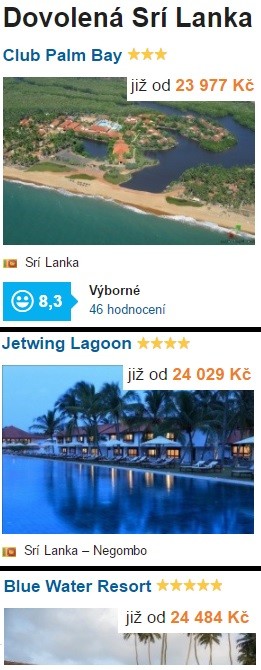 Nejlevnější dovolená Sri Lanka