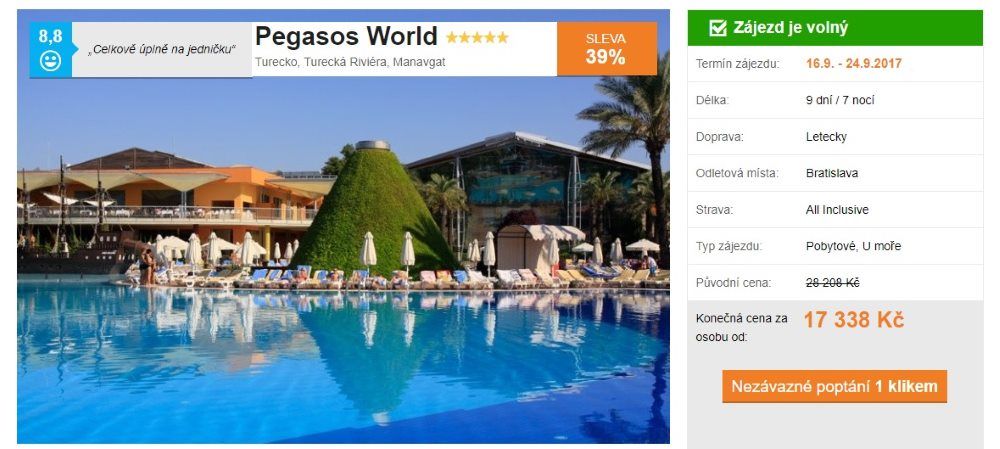 Pegasos World v Turecku tobogány