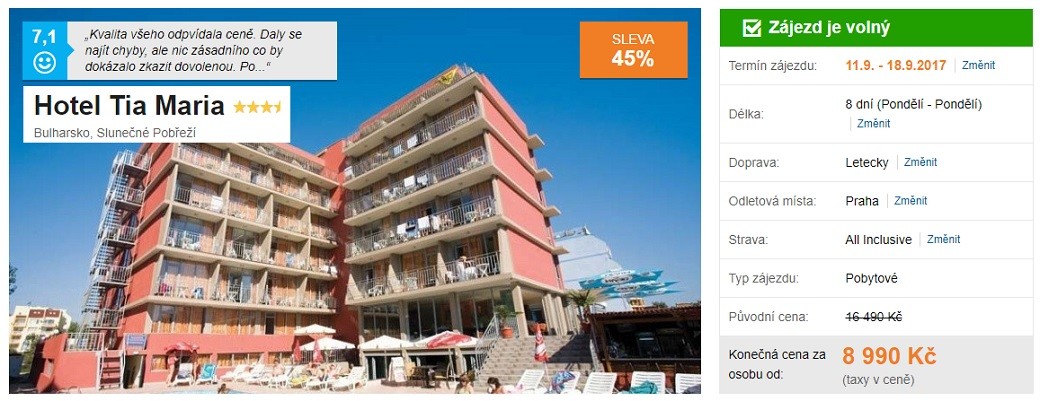 Dovolená All Inclusive Bulharsko