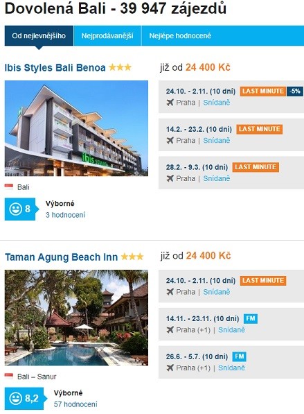 Nejlevnější dovolená na Bali