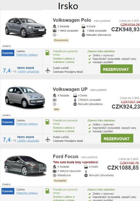 Půjčení auta Irsko