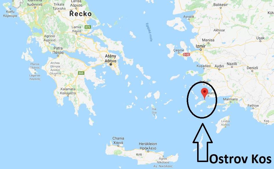 Ostrov Kos na mapě