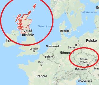 Poloha Skotska na mapě Evropy