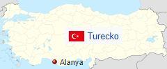 Alanya v Turecku na mapě kde leží