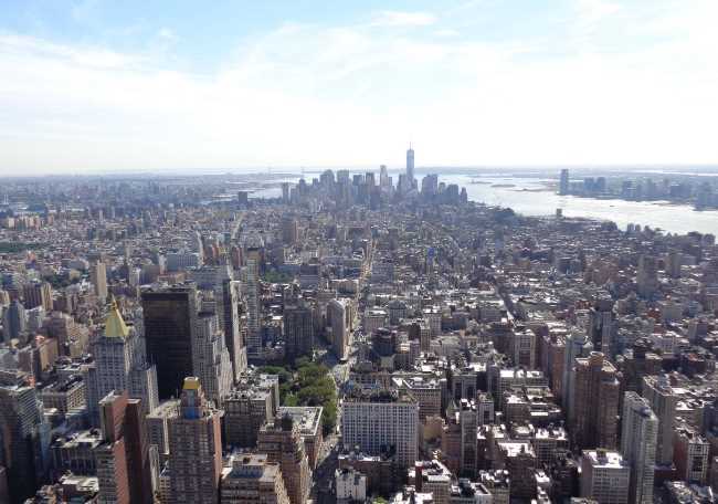 Pohled na Manhattan z ptačí perspektivy, New York