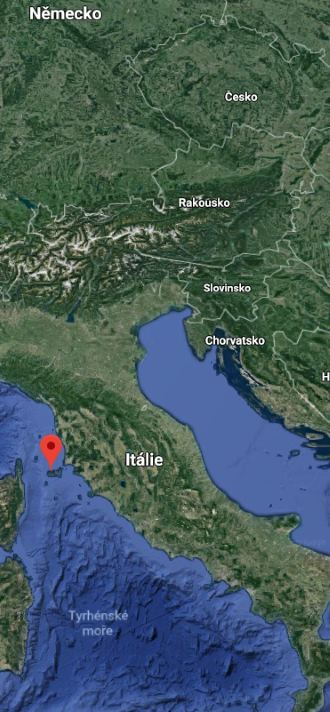 Elba poloha na mapě Evropy vedle Itálie