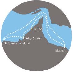 Mapa okružní plavby Spojené arabské emiráty a Omán