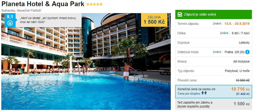 Bulharsko zájezd dítě zdarma