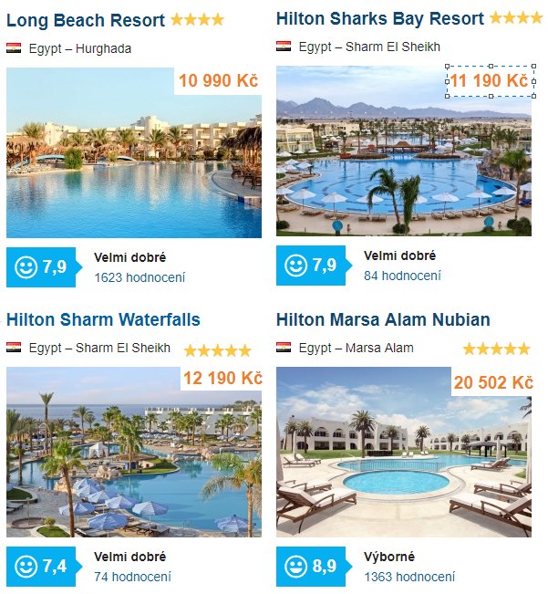 Akční zájezdy Egypt do hotelu Hilton