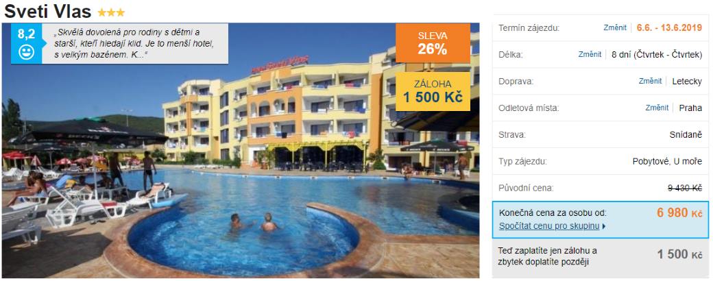 Bulharsko last minute zájezd Sveti Vlas