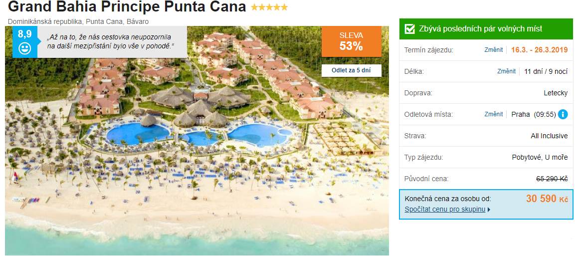 Dominikánská republika dlouhý zájezd na 11 dní