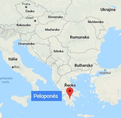 Kde leží na mapě poloha Peloponésu