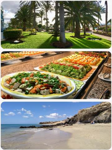 Pláže skvělé jídlo a krásný bazén Pajara Beach na Kanárských ostrovech