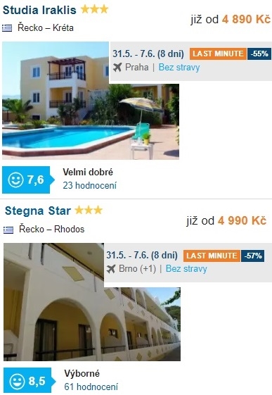 Akční super last minute zájezdy na Krétu červen 2019