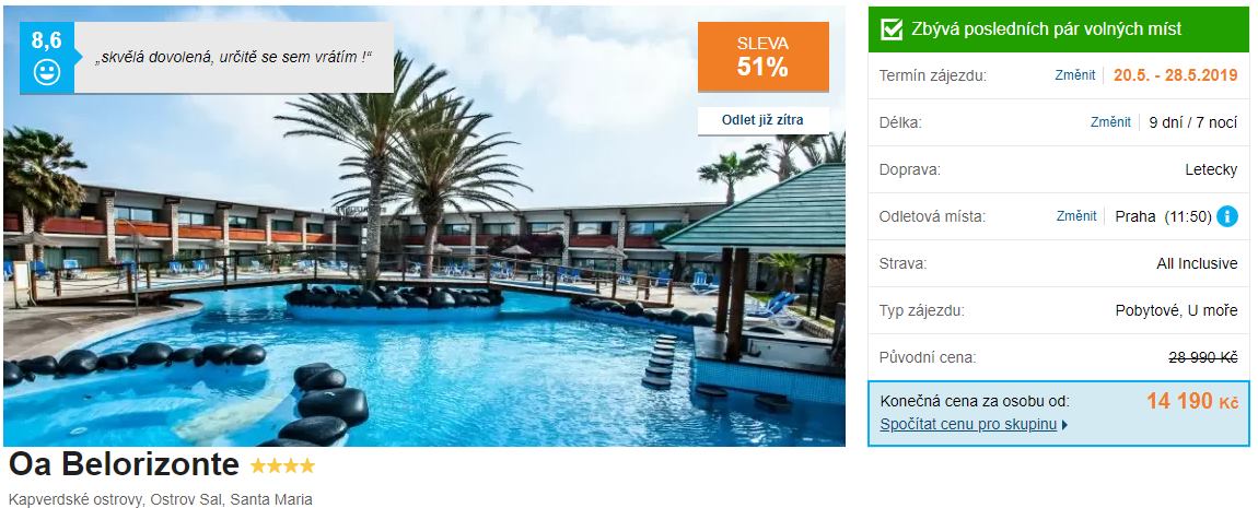 Belorizonte Kapverdy akční zájezd