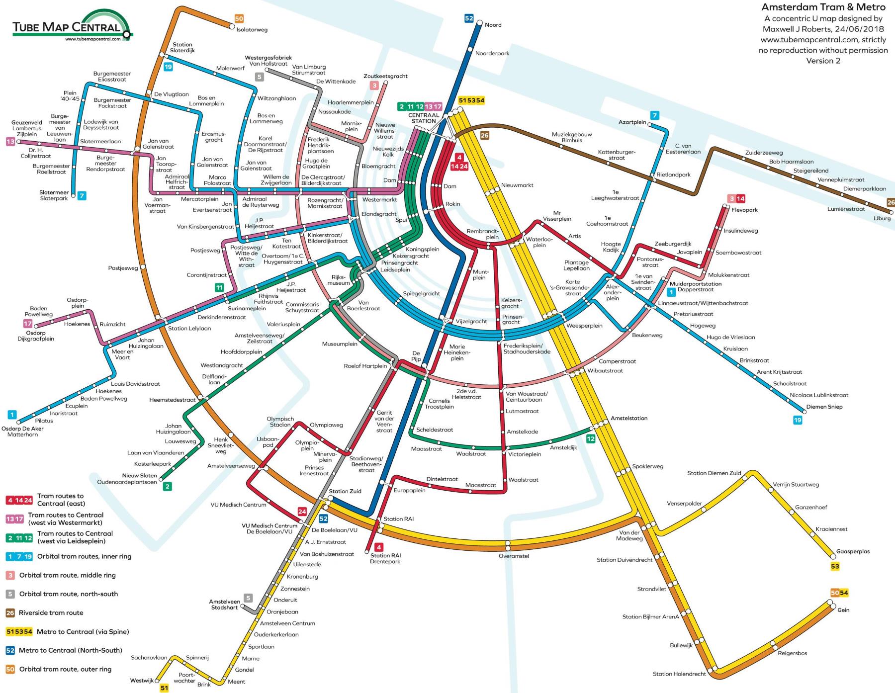 Metro v Amsterdamu plánek a mapa