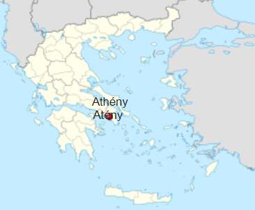 Poloha Athén v rámci Řeckých ostrovů