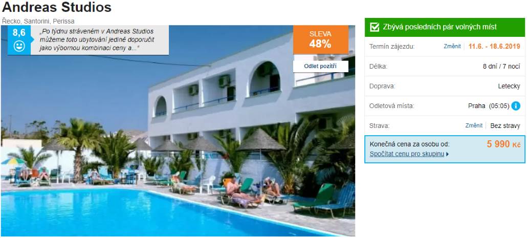 Akční zájezd na Santorini v Řecku