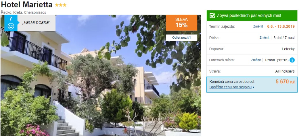 Řecko ostrov Kréta akční zájezd s All Inclusive z Prahy