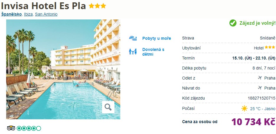 Akční zájezd na ostrov Ibiza nejlevnější