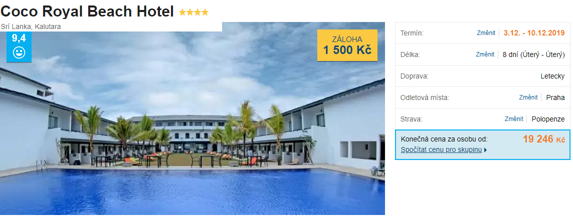 Akční zájezd s předstihem na Srí Lanku polopenze