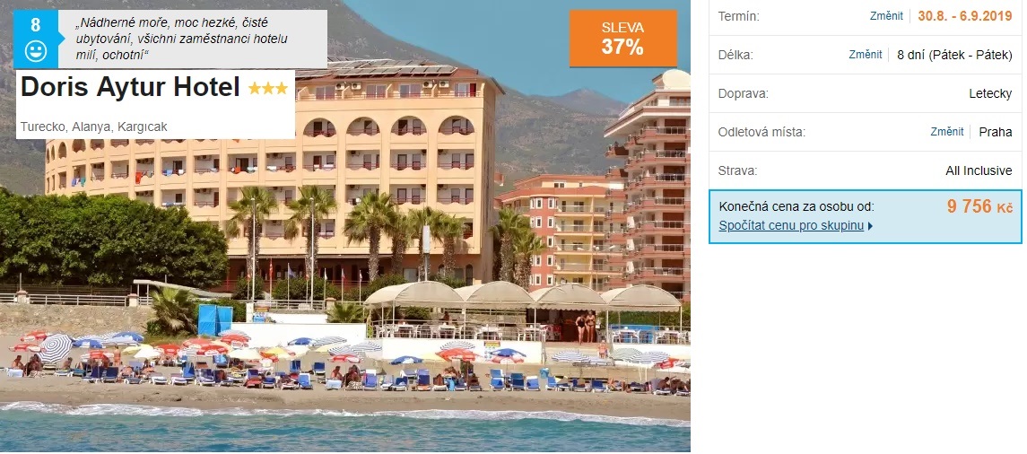 Turecko oblast Alanya nejlevnější all inclusive na začátku září