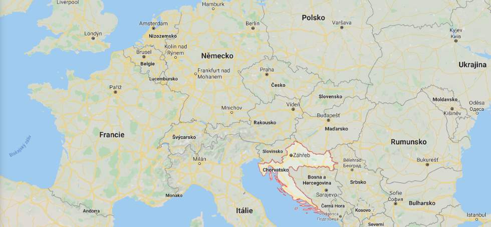 Kde leží Chorvatsko na mapě Evropy