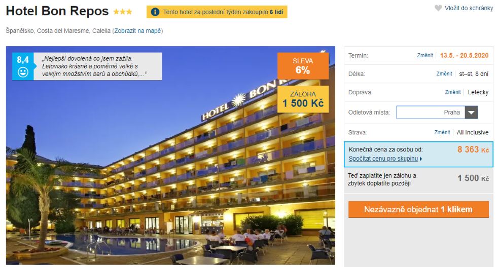 First minute zájezd do Španělska s All Inclusive