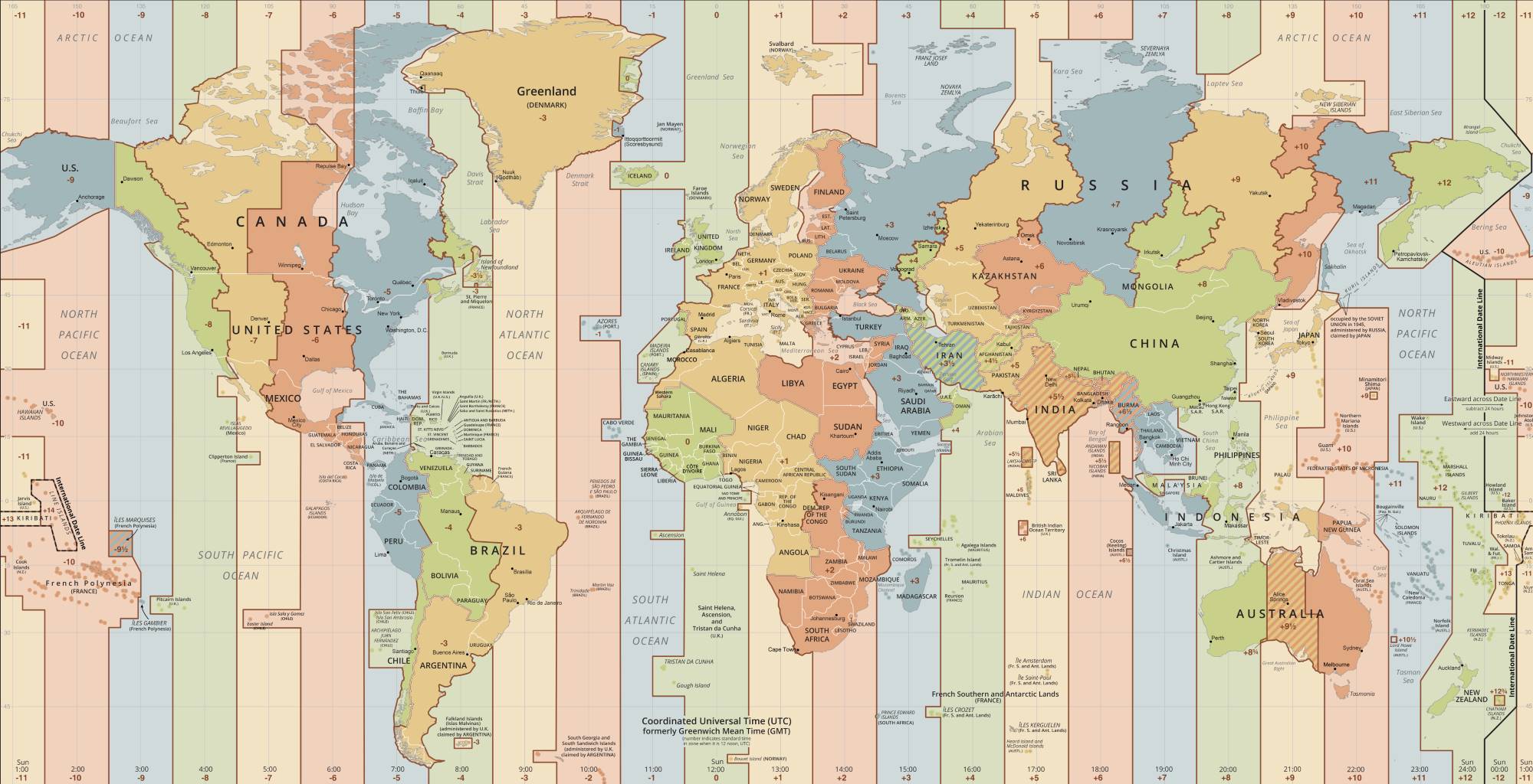 Časová pásma na zeměkouli mapa světa
