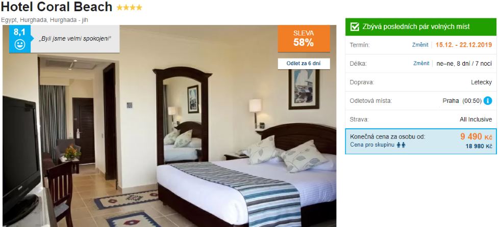 Egypt prosinec zájezd dovolená nejlevnější s All Inclusive