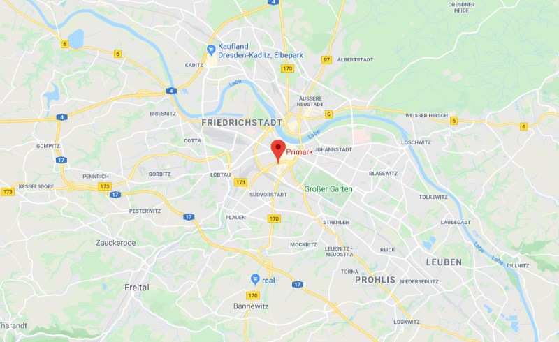 Kde leží Primark v Drážďanech na mapě