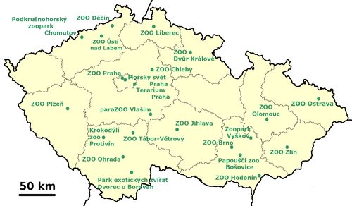 Mapa ZOO v ČR seznam
