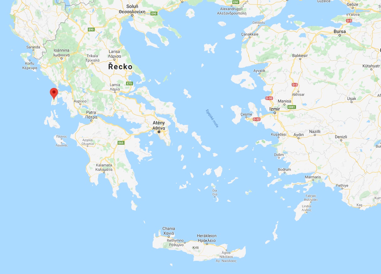 Poloha ostrova Lefkada na mapě kde leží