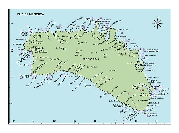 Zajímavá místa na Menorce na mapě