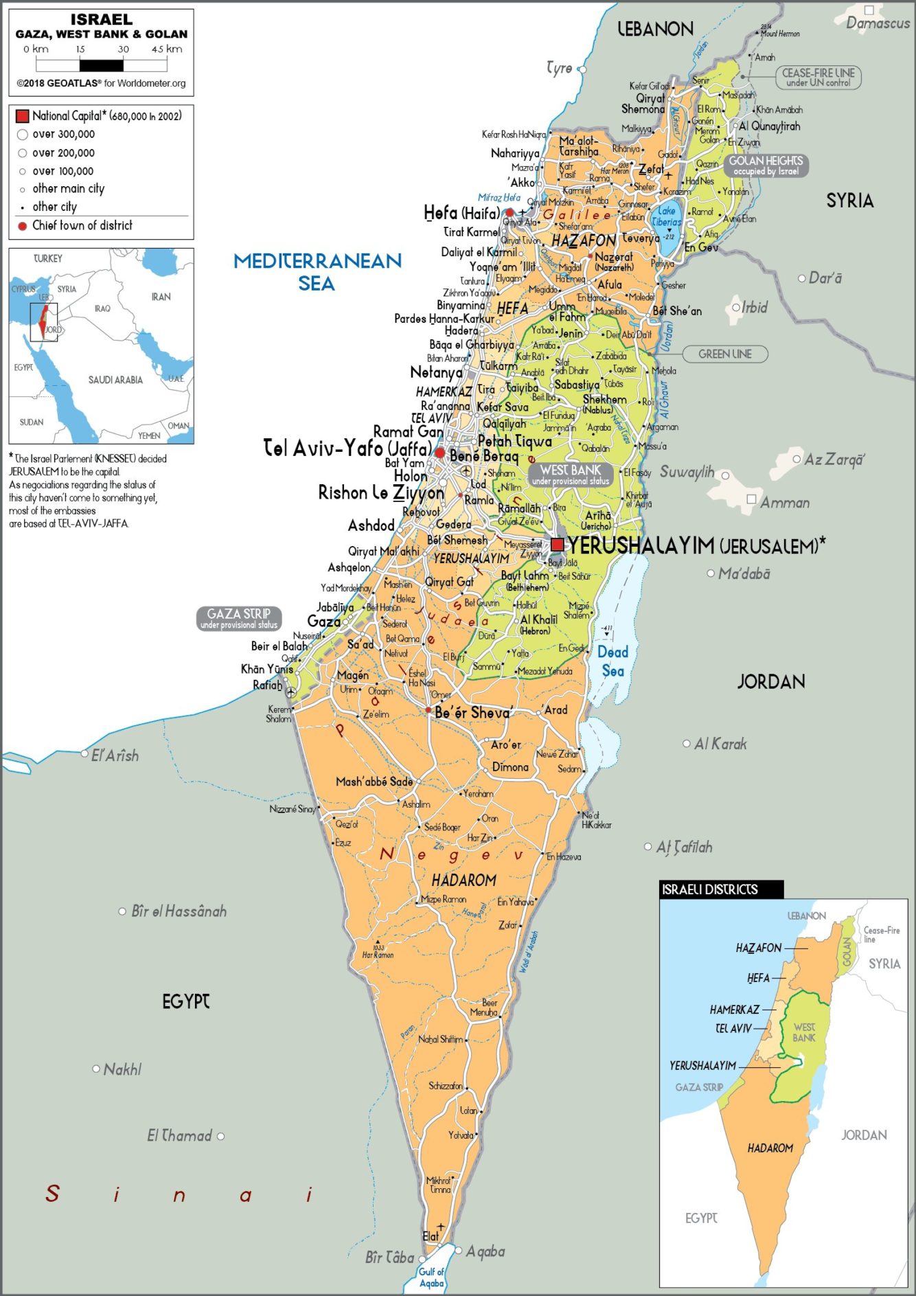 Izrael: Mapa🗺️ – Podrobné mapy, turistická, Palestina